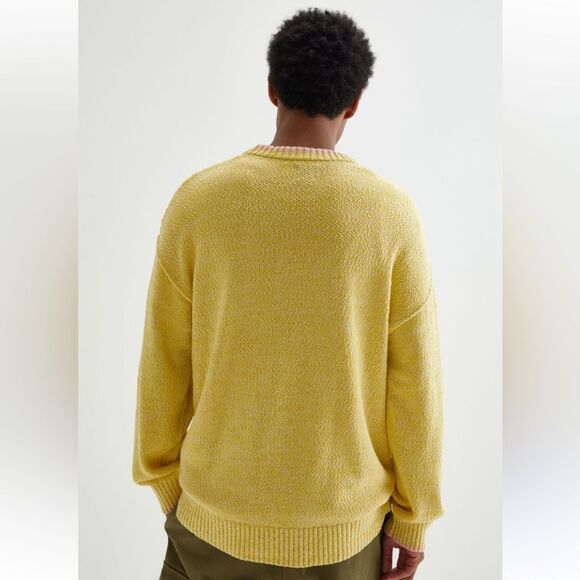 NWT BDG Urban Outfitters Clark Rib Knit Sweater Yellow with Pink Trim - Picture 2 of 7